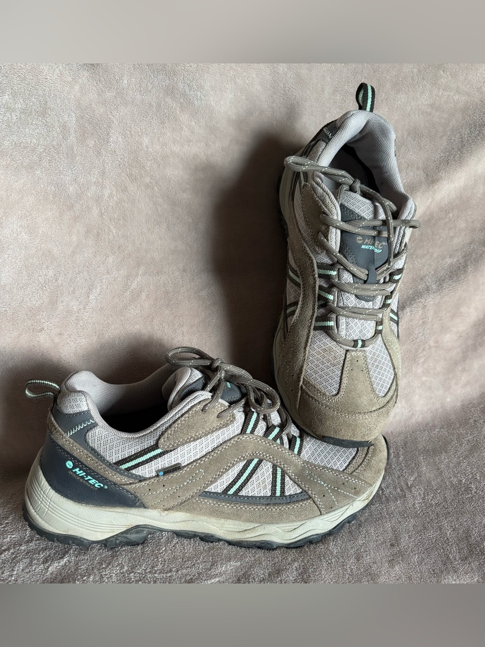Hi-Tec Women's Taupe, Gray & Mint Trail Sneakers US 9.5